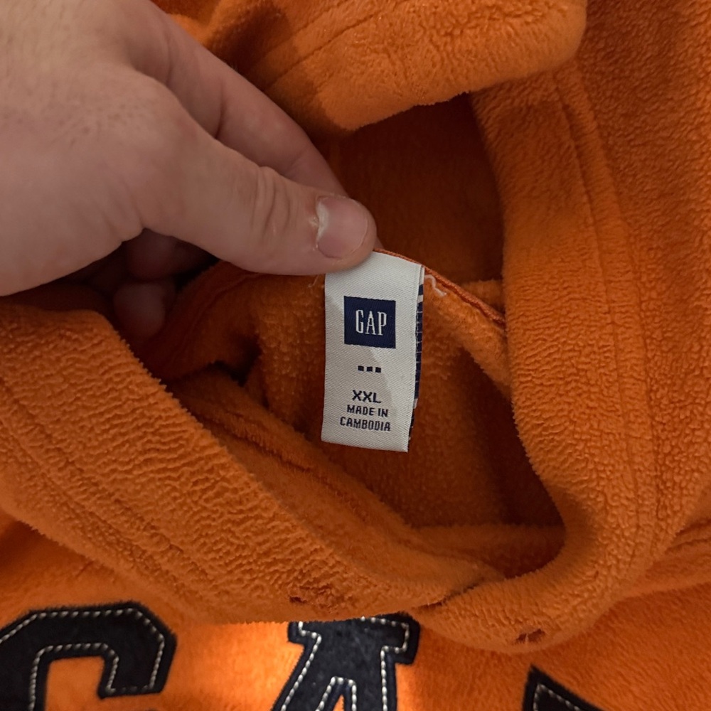 GAP Vintage Orange Fleece Hoodie Jacket Big Logo - Picture 2 of 3